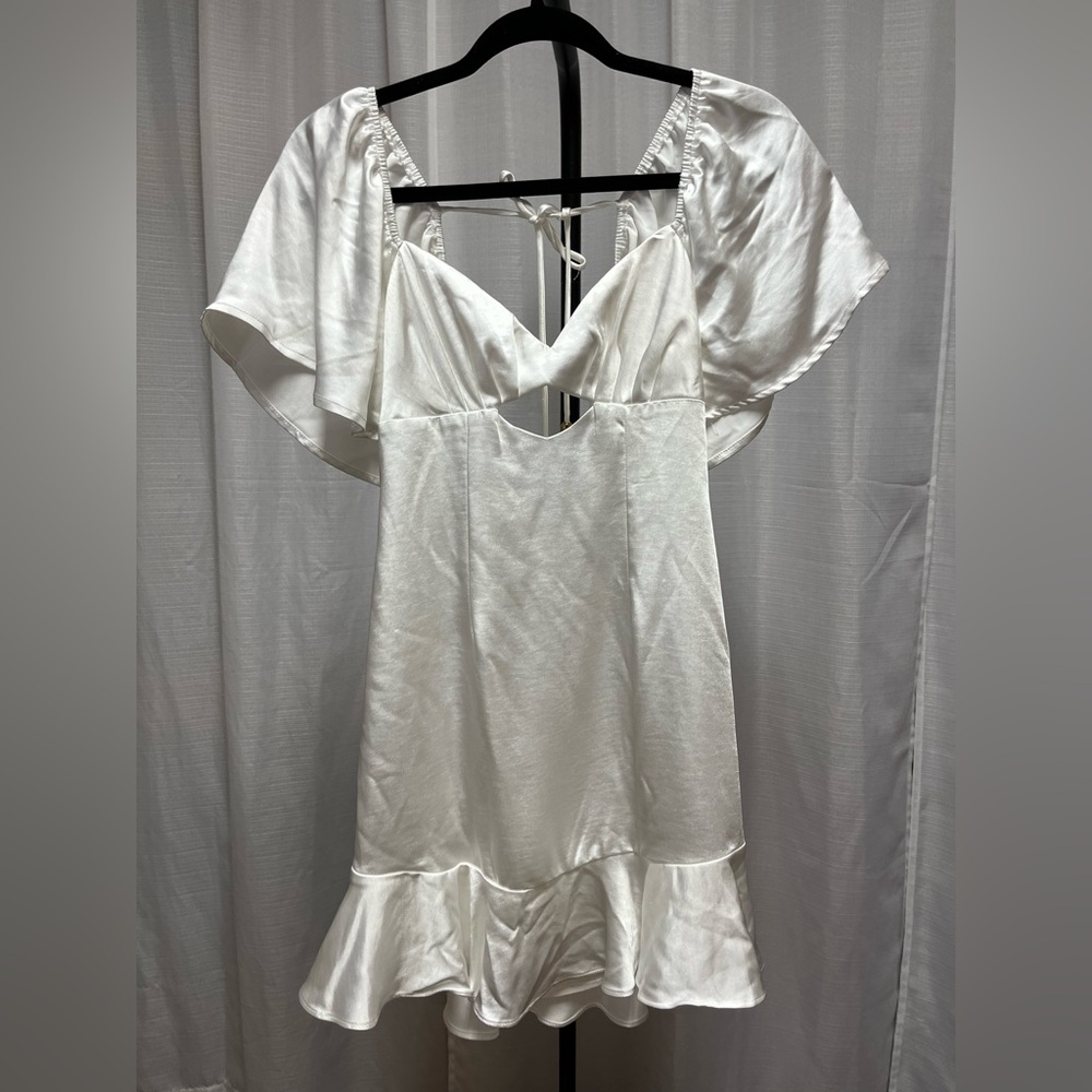 Selfie Leslie White Satin Dress